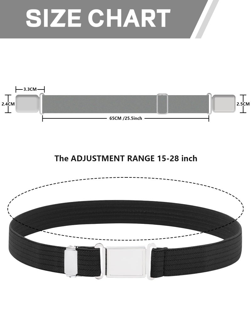 WELROG Kids Adjustable Magnetic Belt for Boys - Girls Elastic Stretch Buckle Belts (Black*2) - Image 4